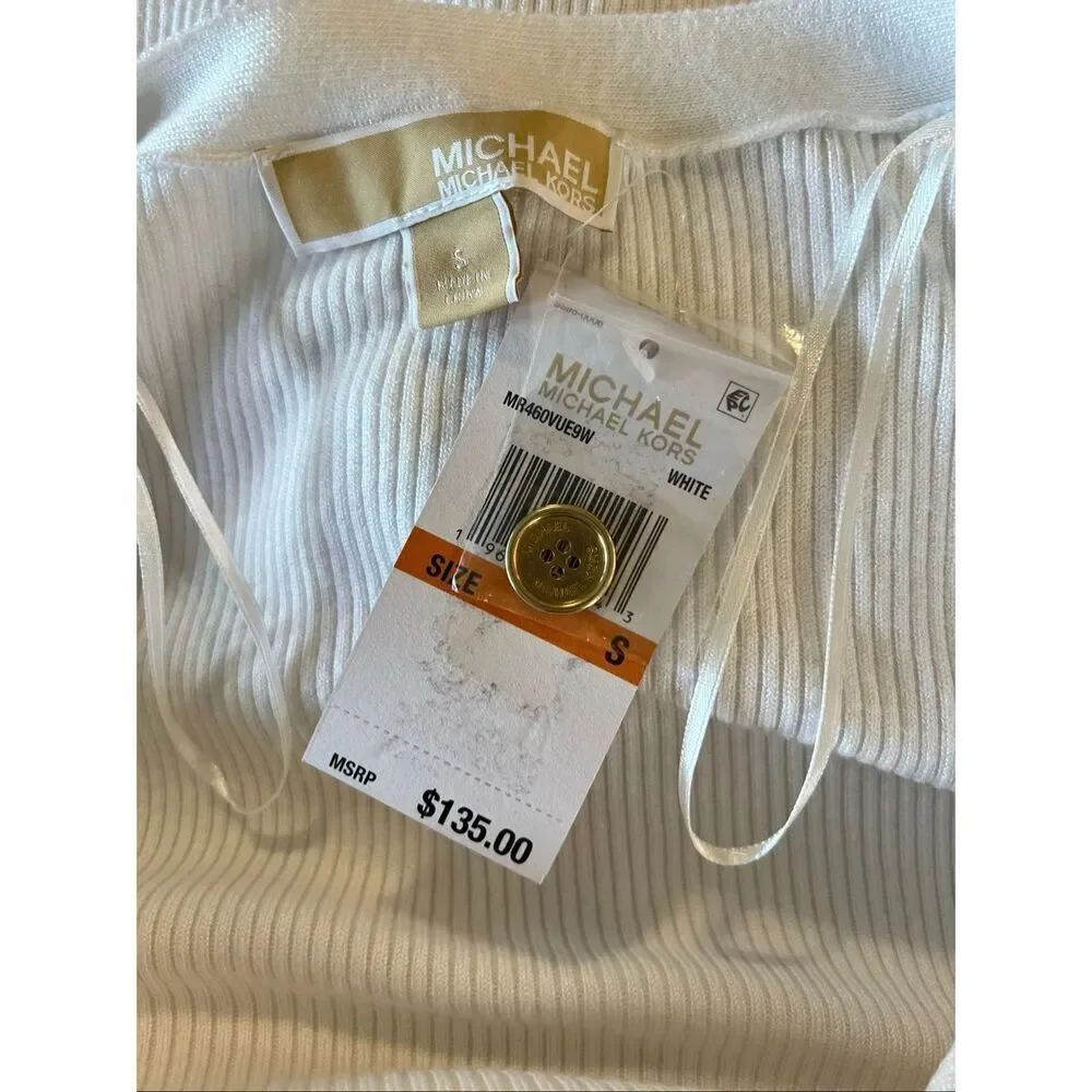Michael Kors NWT White Long Sleeve Cardigan Tunic Sweater Small